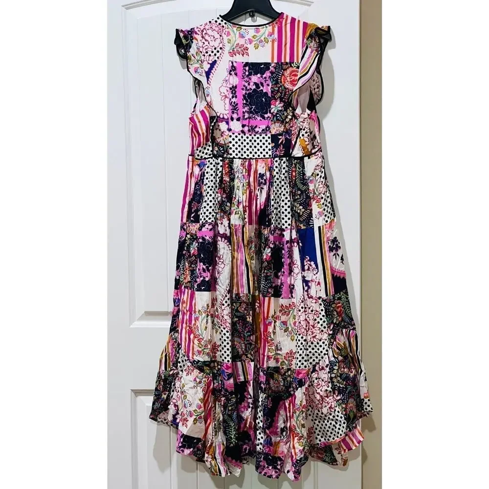 NWT❤️Anthropologie Ruffled Patchwork Midi Dress sz10 - Picture 6 of 10